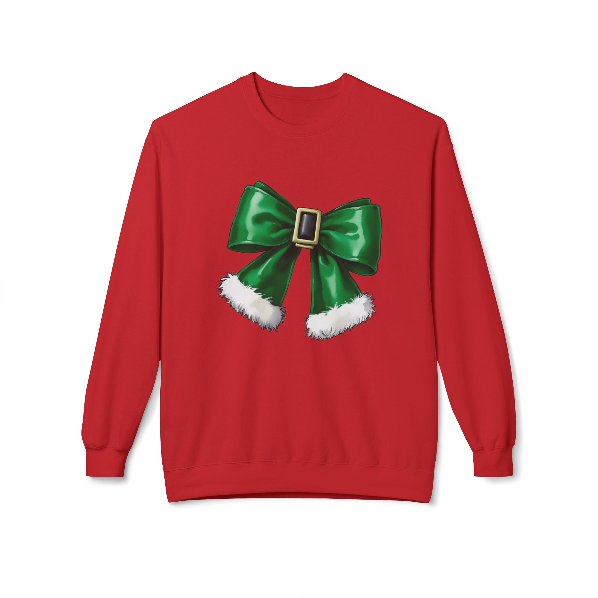 Festive Green Bow Crewneck Sweatshirt