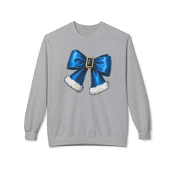 Festive Blue Bow Crewneck Sweatshirt