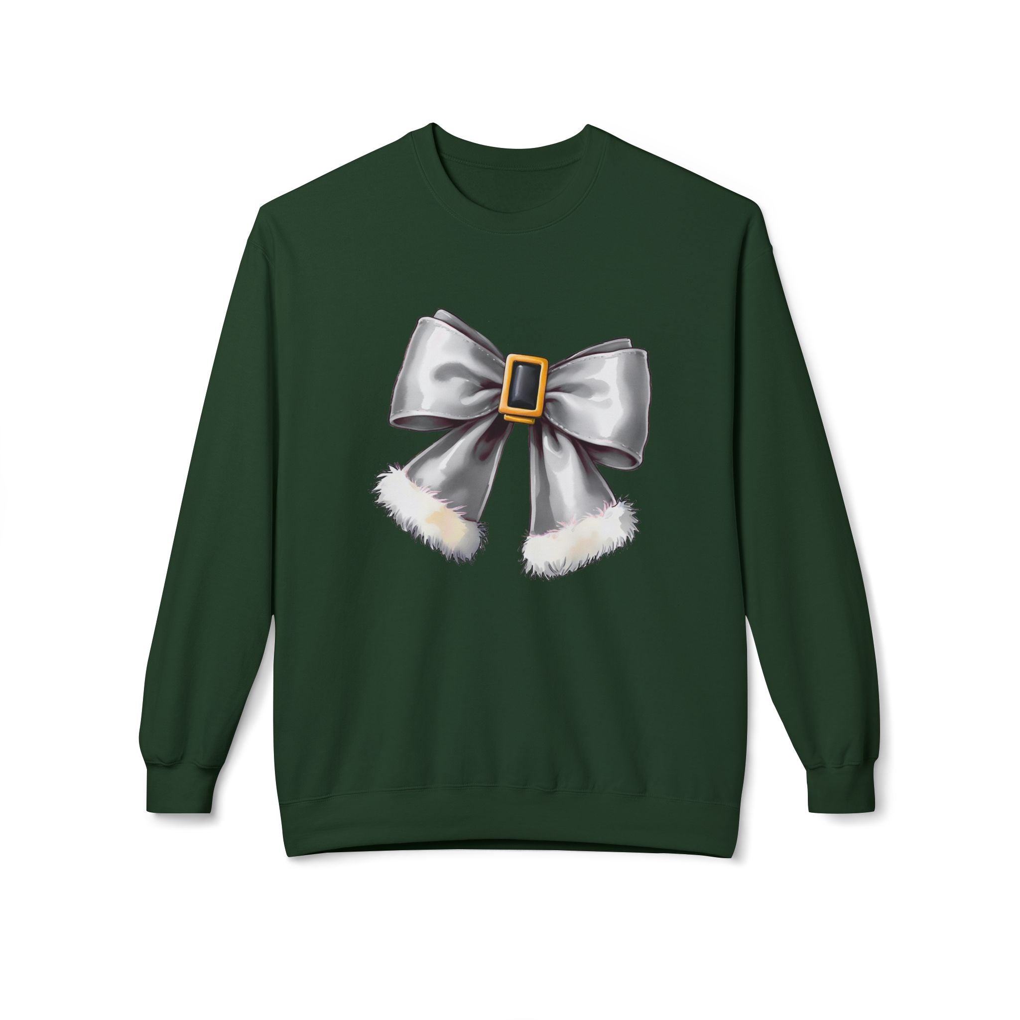 Festive Bow Fleece Crewneck Sweatshirt