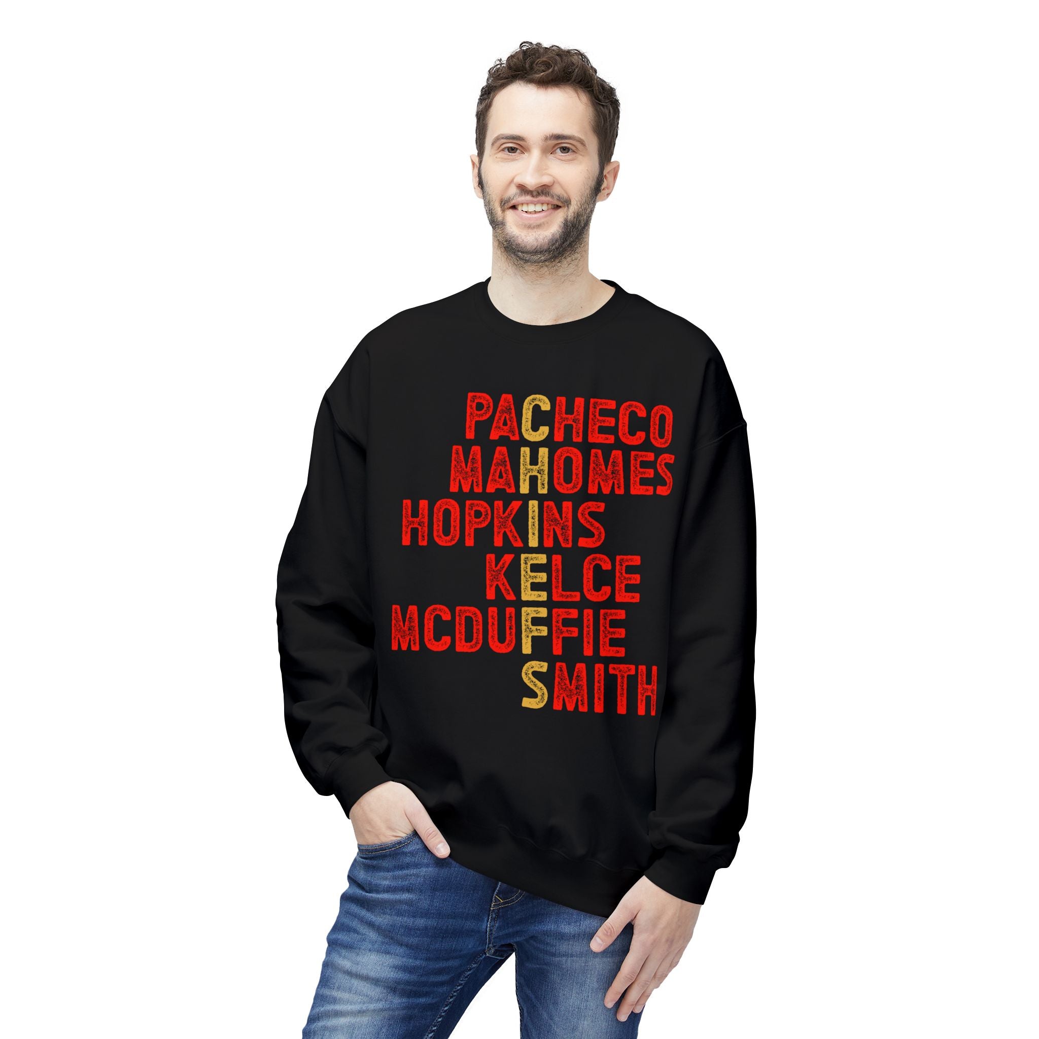 KC Chiefs Player Fleece Crewneck Sweatshirt - Custom Names Design
