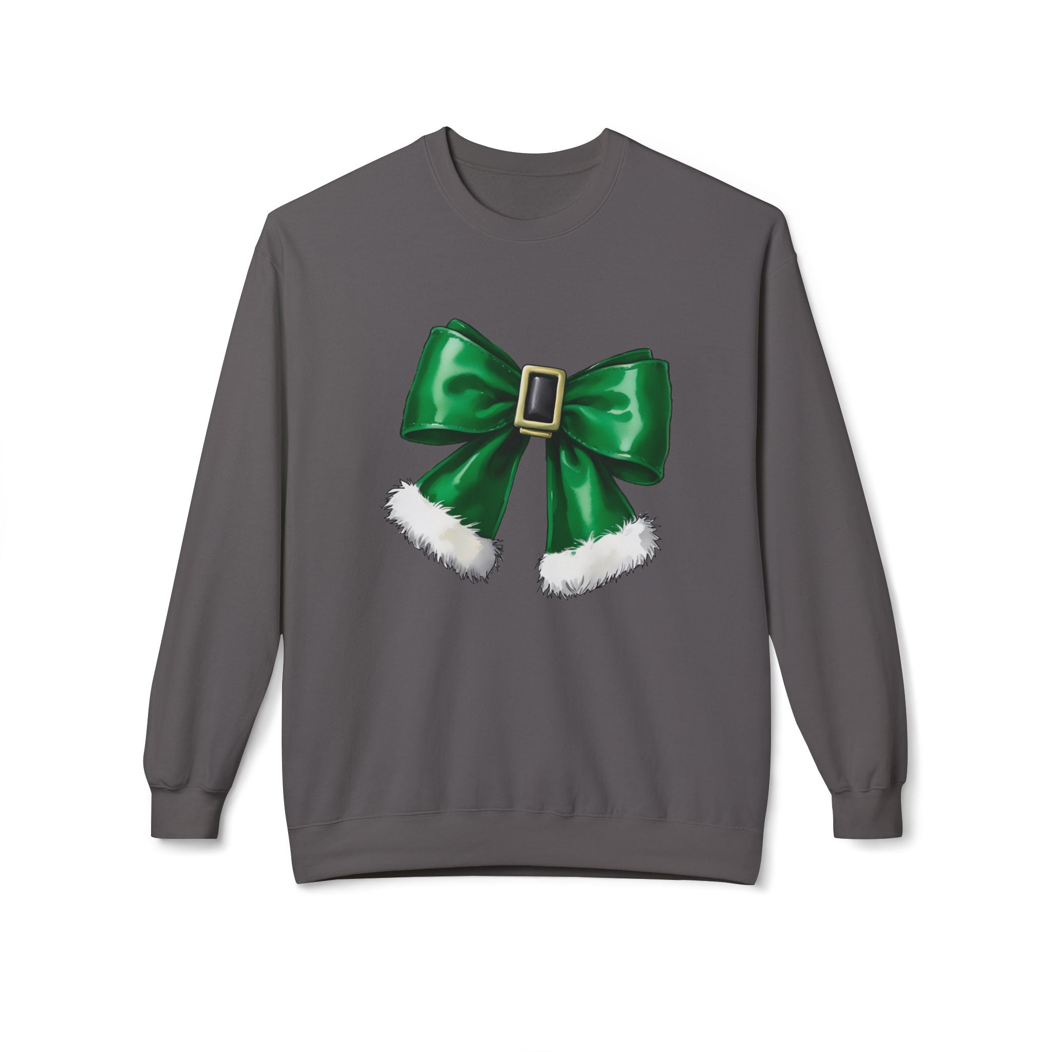 Festive Green Bow Crewneck Sweatshirt