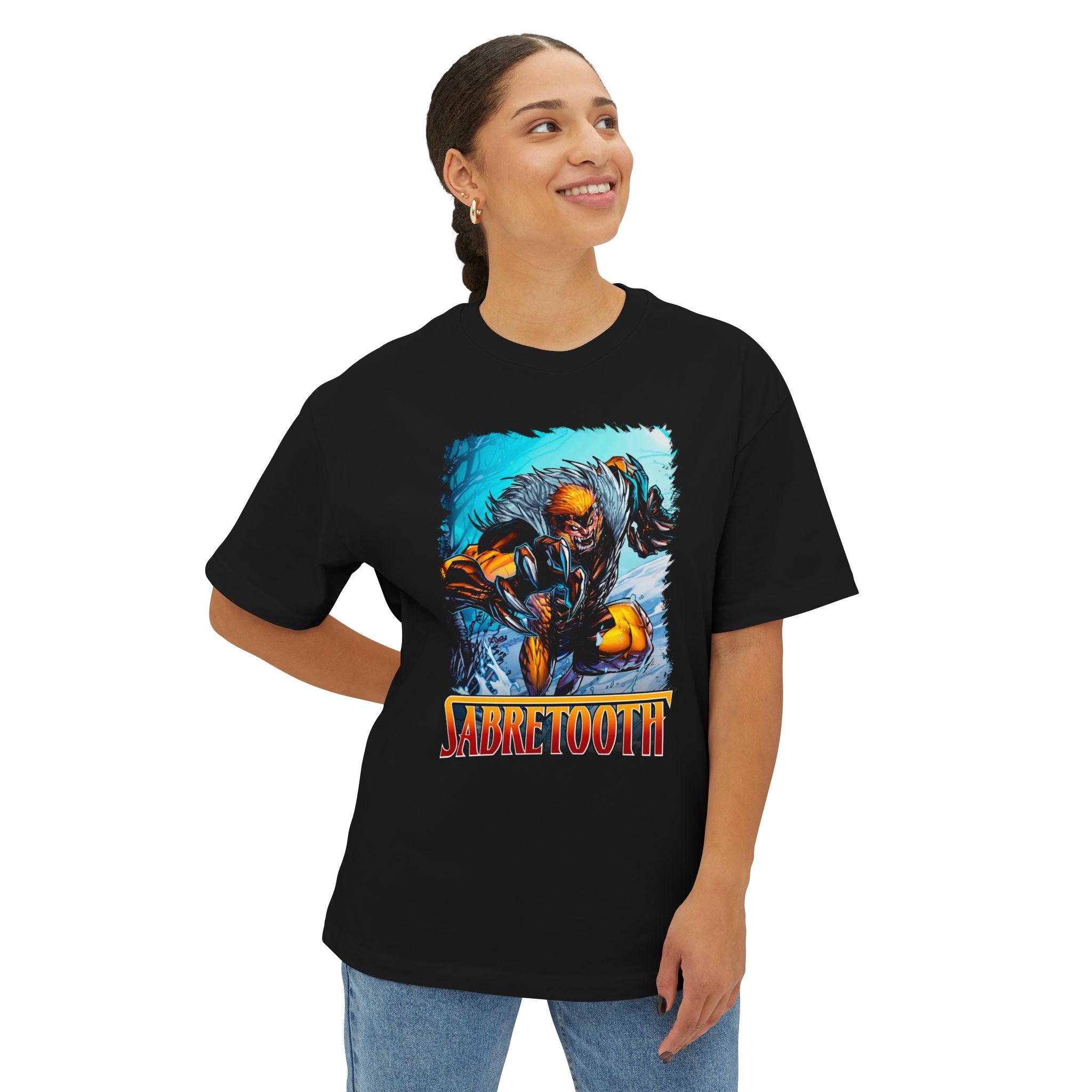 Oversized Boxy Sabretooth Graphic T-Shirt