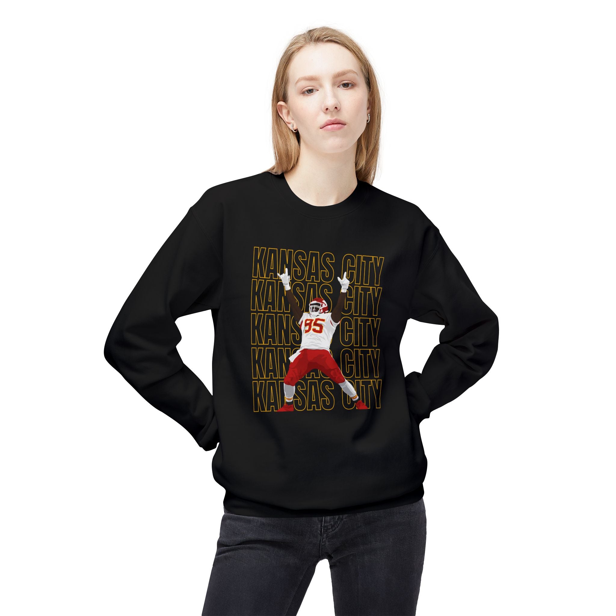 Kansas City Chris Jones Fleece Crewneck Sweatshirt