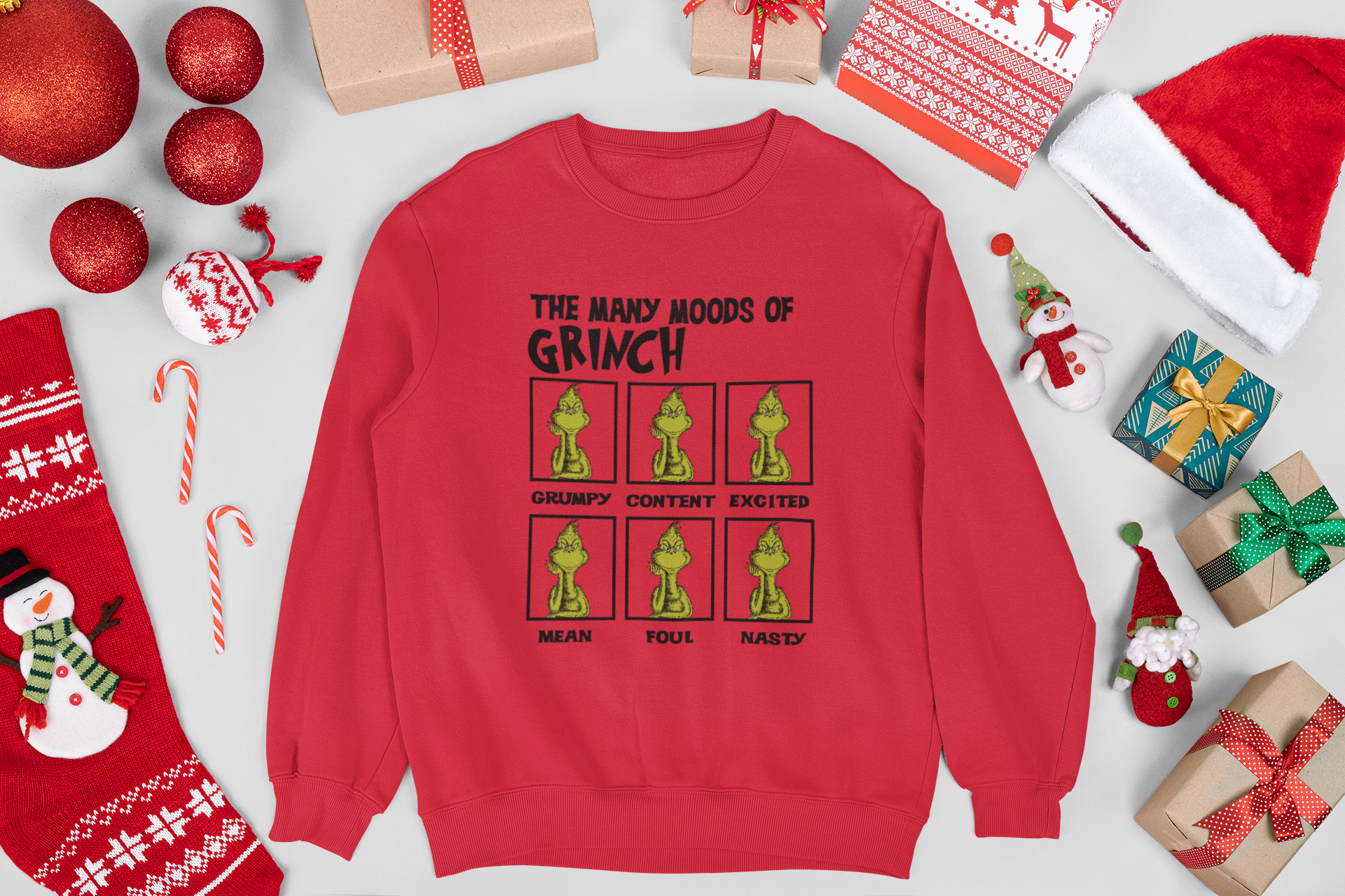 Whimsical Grinch Moods Sweatshirt