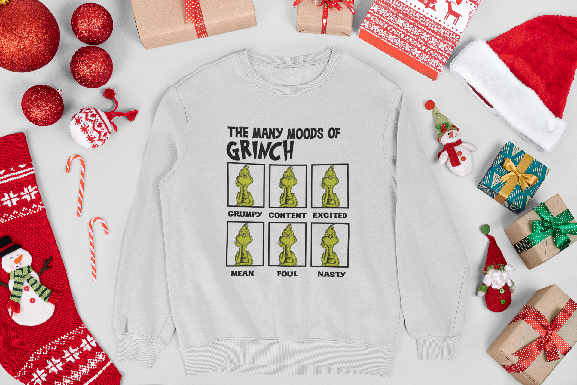 Whimsical Grinch Moods Sweatshirt