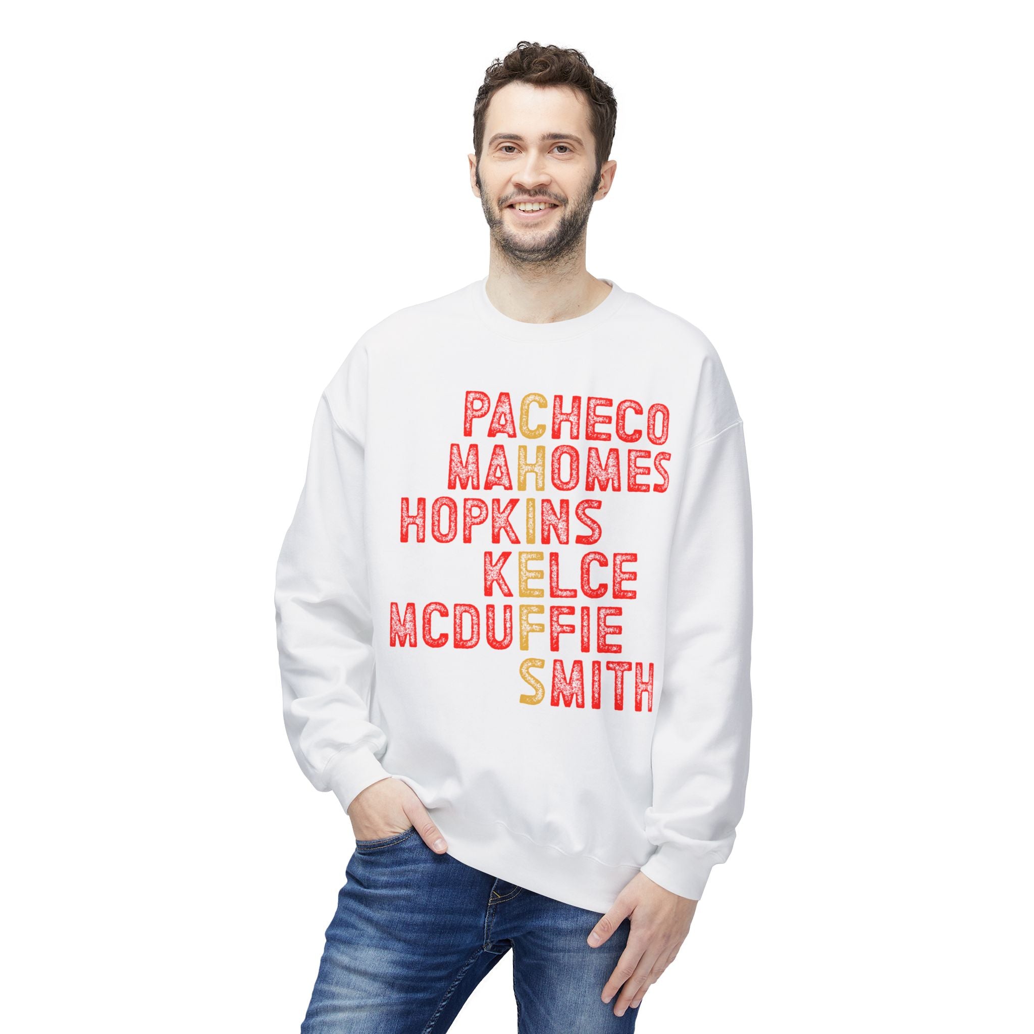 KC Chiefs Player Fleece Crewneck Sweatshirt - Custom Names Design