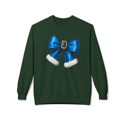 Festive Blue Bow Crewneck Sweatshirt