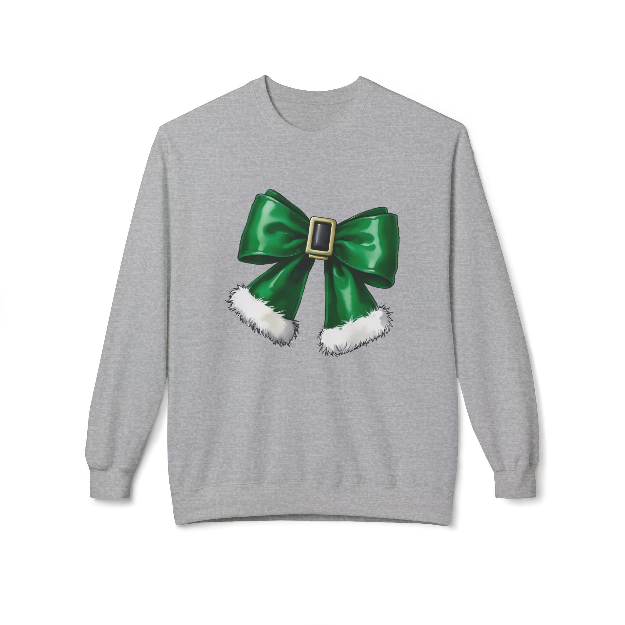 Festive Green Bow Crewneck Sweatshirt