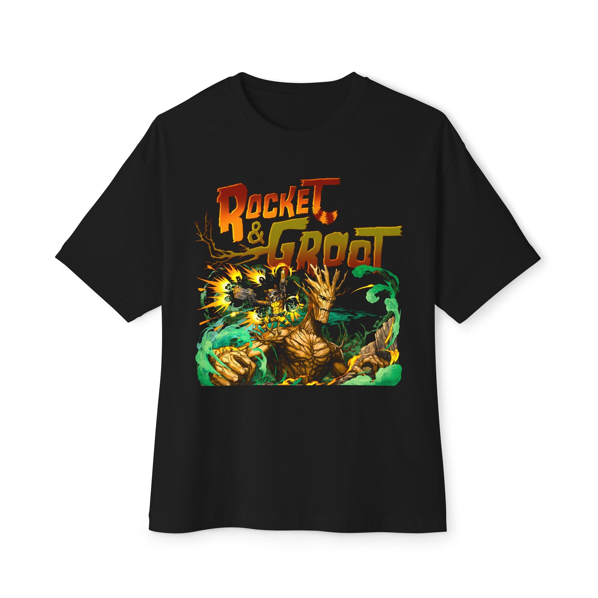 Rocket & Groot Unisex Oversized Boxy Tee