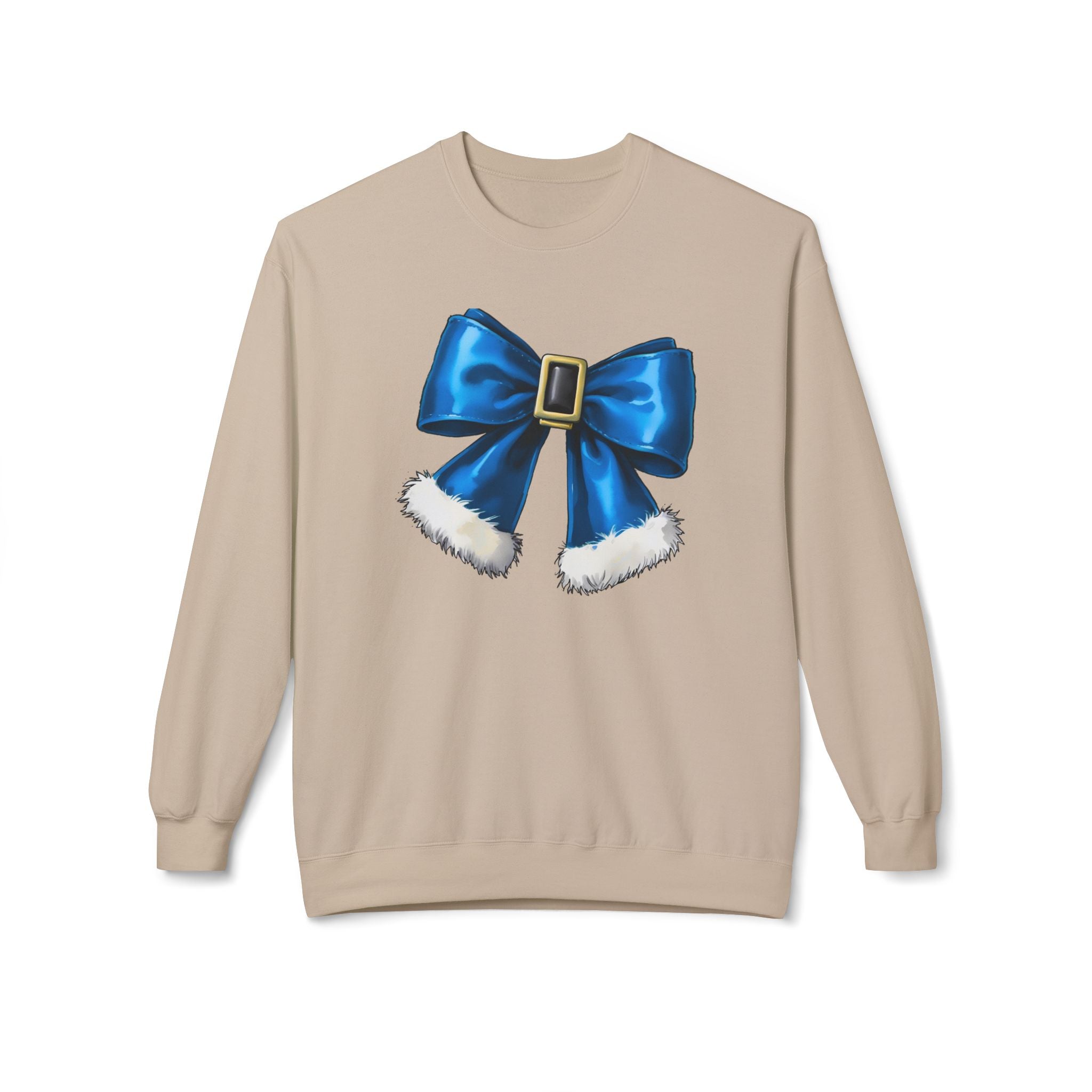 Festive Blue Bow Crewneck Sweatshirt