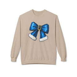 Festive Blue Bow Crewneck Sweatshirt