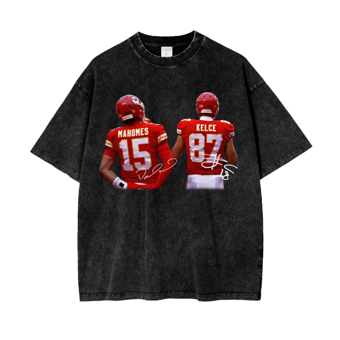 Mahomes & Kelce Acid Wash Oversize T-Shirt