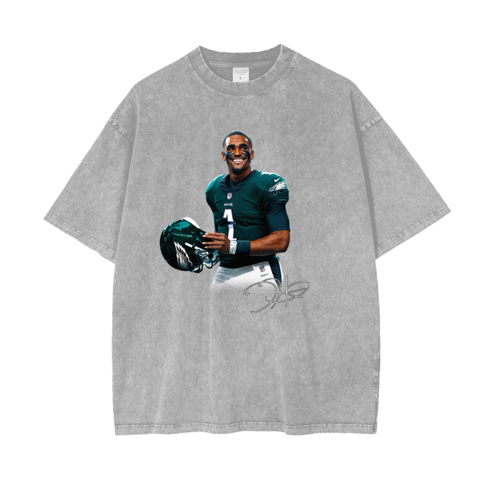 Jalen Hurts Acid Wash Oversize T-Shirt