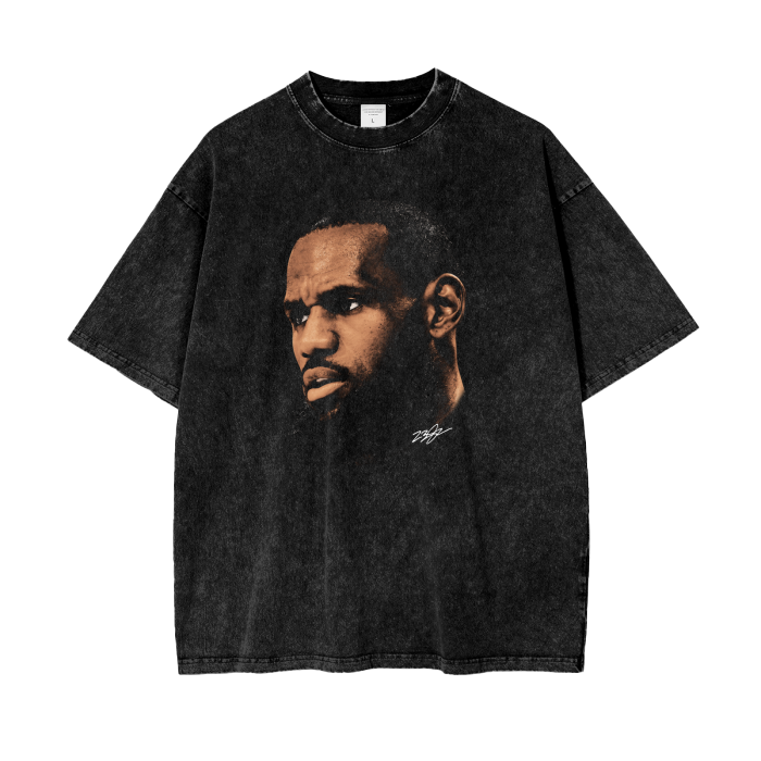 Lebron Face Premium Acid Wash Oversize T-Shirt