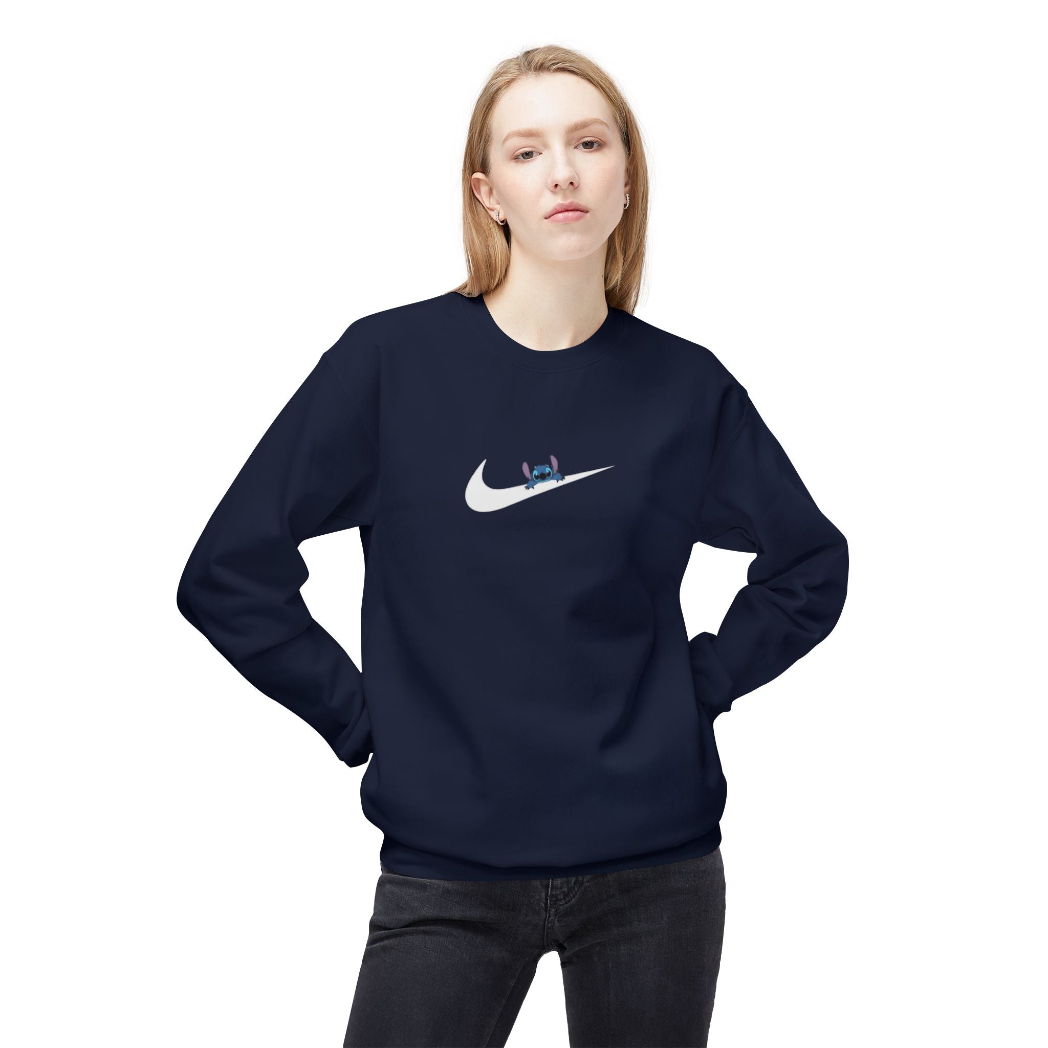 Stitch Swoosh Fleece Crewneck Sweatshirt - Comfortable Unisex Apparel