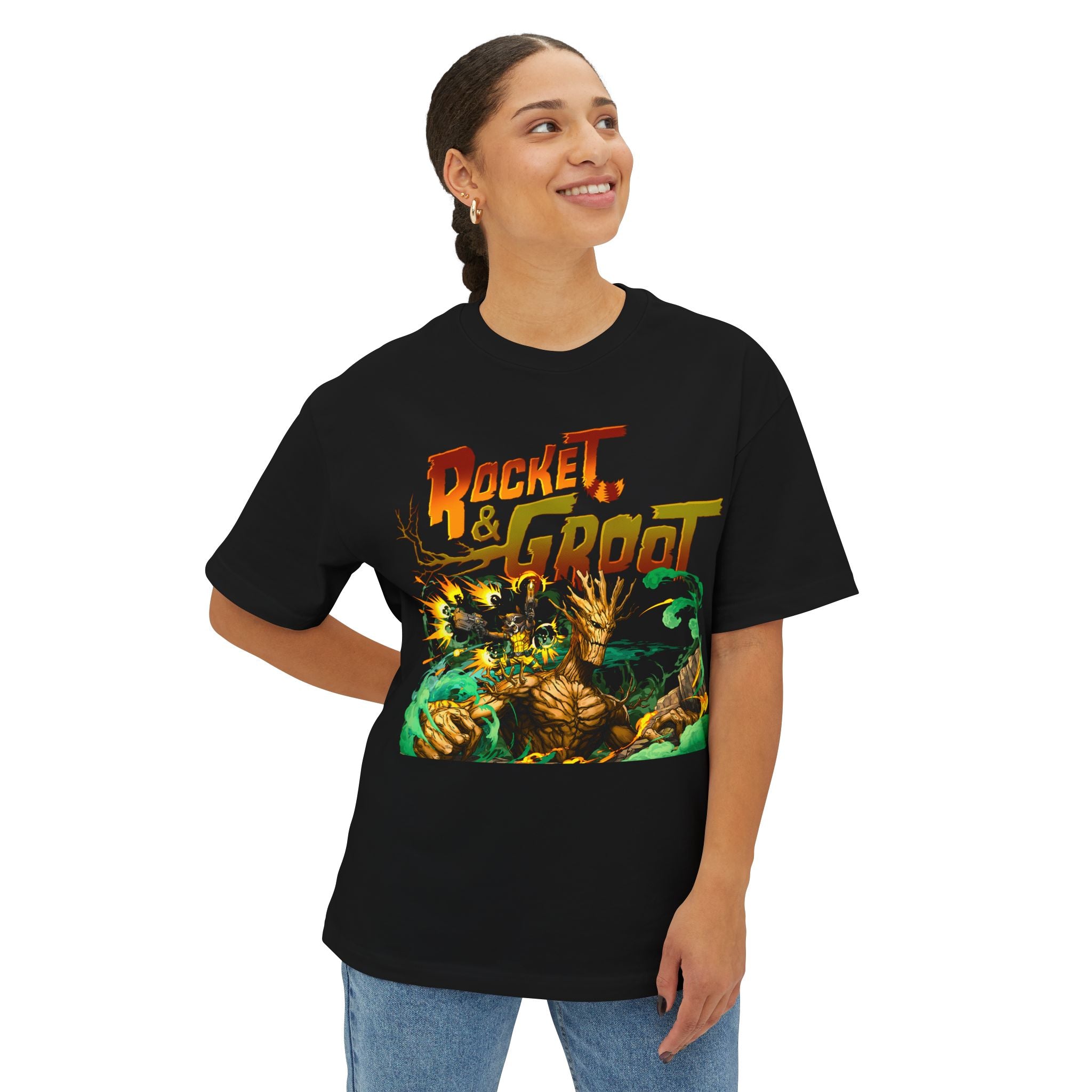 Rocket & Groot Unisex Oversized Boxy Tee