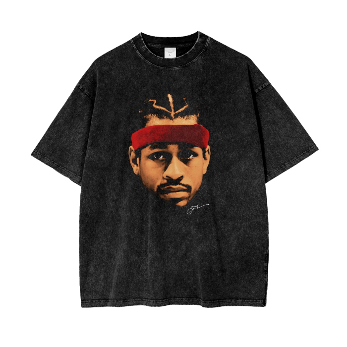 Allen Iverson Face Acid Wash Oversize T-Shirt