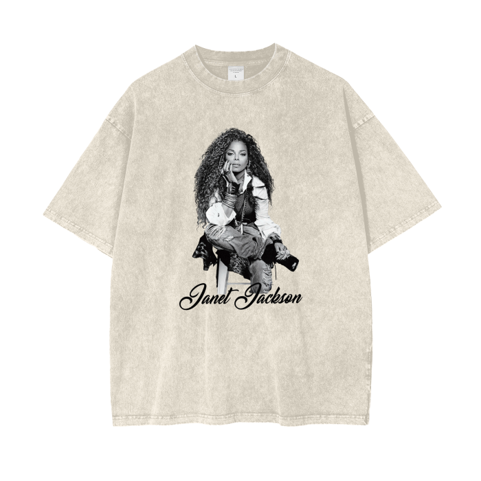 Janet Jackson Acid Wash Oversize T-Shirt