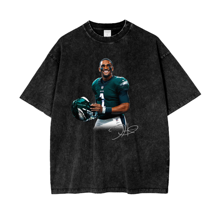 Jalen Hurts Acid Wash Oversize T-Shirt